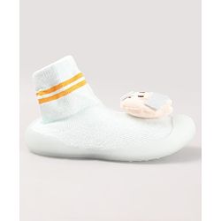 Cute Walk by Babyhug Teddy Applique Slip On Sock Shoes - Blue