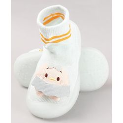 Cute Walk by Babyhug Teddy Applique Slip On Sock Shoes - Blue