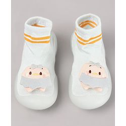Cute Walk by Babyhug Teddy Applique Slip On Sock Shoes - Blue