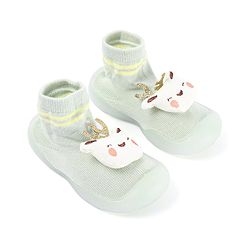 Cute Walk by Babyhug Teddy Applique Slip On Sock Shoes - Green