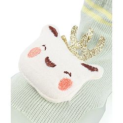 Cute Walk by Babyhug Teddy Applique Slip On Sock Shoes - Green