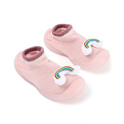 Cute Walk by Babyhug Rainbow Applique Slip On Sock Shoes- Pink