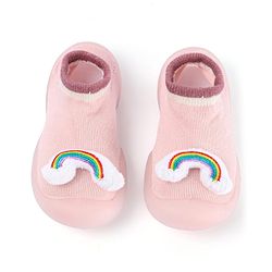 Cute Walk by Babyhug Rainbow Applique Slip On Sock Shoes- Pink
