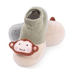 Cute Walk by Babyhug Koala Bear Applique Slip On Sock Shoes - Green