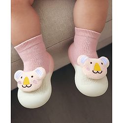 Cute Walk by Babyhug Koala Bear Applique Slip On Sock Shoes - Green