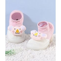 Cute Walk by Babyhug Koala Bear Applique Slip On Sock Shoes - Green