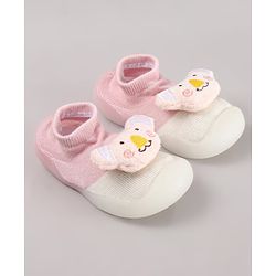 Cute Walk by Babyhug Koala Bear Applique Slip On Sock Shoes - Green
