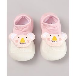 Cute Walk by Babyhug Koala Bear Applique Slip On Sock Shoes - Green