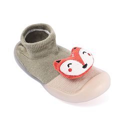Cute Walk by Babyhug Fox Applique Slip On Sock Shoes - Dark Green