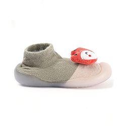 Cute Walk by Babyhug Fox Applique Slip On Sock Shoes - Dark Green