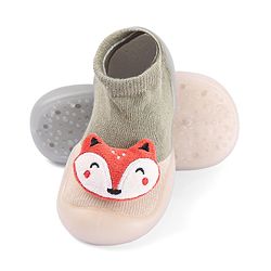 Cute Walk by Babyhug Fox Applique Slip On Sock Shoes - Dark Green