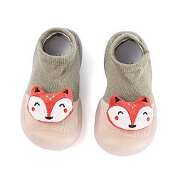Cute Walk by Babyhug Fox Applique Slip On Sock Shoes - Dark Green
