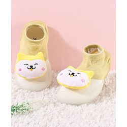 Cute Walk by Babyhug Puppy Applique Slip On Sock Shoes - Yellow
