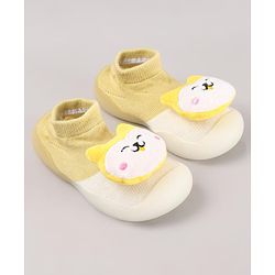 Cute Walk by Babyhug Puppy Applique Slip On Sock Shoes - Yellow