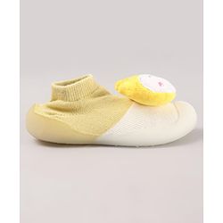 Cute Walk by Babyhug Puppy Applique Slip On Sock Shoes - Yellow