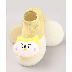 Cute Walk by Babyhug Puppy Applique Slip On Sock Shoes - Yellow