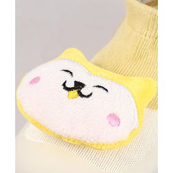 Cute Walk by Babyhug Puppy Applique Slip On Sock Shoes - Yellow