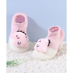 Cute Walk by Babyhug Puppy Applique Slip On Sock Shoes - Yellow