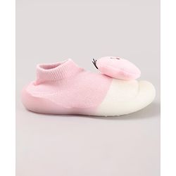 Cute Walk by Babyhug Puppy Applique Slip On Sock Shoes - Yellow