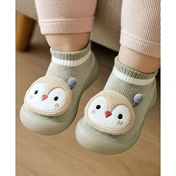 Cute Walk by Babyhug Penguin  Applique Slip On Sock Shoes - Dark Green