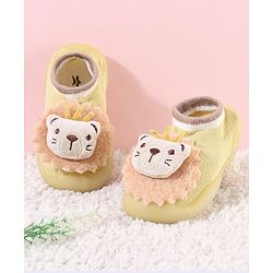 Cute Walk by Babyhug Lion Applique Slip On Sock Shoes - Yellow