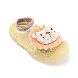 Cute Walk by Babyhug Lion Applique Slip On Sock Shoes - Yellow