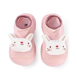 Cute Walk by Babyhug Bunny   Applique Slip On Sock Shoes - Pink
