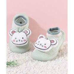 Cute Walk by Babyhug Lion Applique Slip On Sock Shoes - Yellow