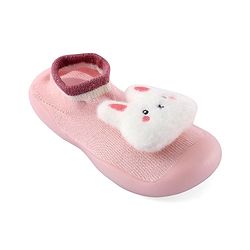 Cute Walk by Babyhug Slip On Socks Shoes with Bunny Applique - Pink