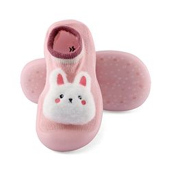 Cute Walk by Babyhug Slip On Socks Shoes with Bunny Applique - Pink