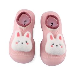 Cute Walk by Babyhug Slip On Socks Shoes with Bunny Applique - Pink
