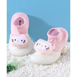 Cute Walk by Babyhug Socks shoes with Cat Applique - Pink