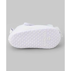 Cute Walk by Babyhug Slip On Booties with Floral Corsage & Velcro Closure - White