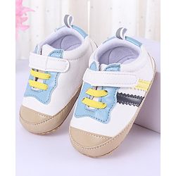 Cute Walk by Babyhug Striped Detailing Velcro Closure Booties - Blue & White