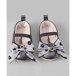 Cute Walk by Babyhug Ribbon Bow Applique Slip On Ballerina Booties - Black