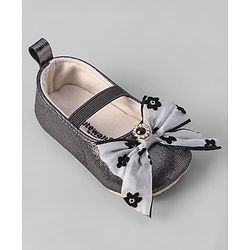 Cute Walk by Babyhug Ribbon Bow Applique Slip On Ballerina Booties - Black