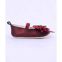 Cute Walk by Babyhug Ribbon Bow Applique Slip On Ballerina Booties - Red
