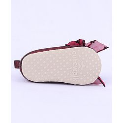 Cute Walk by Babyhug Ribbon Bow Applique Slip On Ballerina Booties - Red