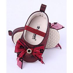 Cute Walk by Babyhug Ribbon Bow Applique Slip On Ballerina Booties - Red