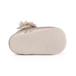 Cute Walk by Babyhug Velcro Closure Floral & Pearl Detailing Ballerina Booties - Gold