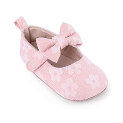 Cute Walk by Babyhug Velcro Closure Floral Printed & Bow Applique Ballerina Booties - Pink