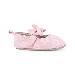 Cute Walk by Babyhug Velcro Closure Floral Printed & Bow Applique Ballerina Booties - Pink