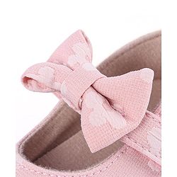 Cute Walk by Babyhug Velcro Closure Floral Printed & Bow Applique Ballerina Booties - Pink