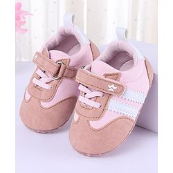 Cute Walk by Babyhug Striped Detailing Velcro Closure Booties - Pink