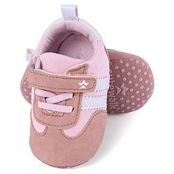 Cute Walk by Babyhug Striped Detailing Velcro Closure Booties - Pink