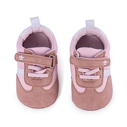 Cute Walk by Babyhug Striped Detailing Velcro Closure Booties - Pink