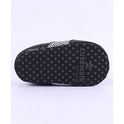Cute Walk by Babyhug Chevron & Lace Detailing Slip On Booties - Black