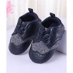 Cute Walk by Babyhug Chevron & Lace Detailing Slip On Booties - Black