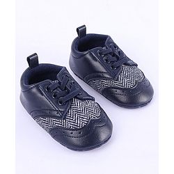Cute Walk by Babyhug Chevron & Lace Detailing Slip On Booties - Black