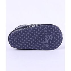 Cute Walk by Babyhug Chevron & Lace Detailing Slip On Booties - Black
